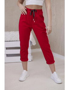 K-Fashion Nové kalhoty punto se zavazováním v pase červený