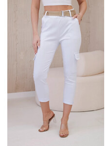 K-Fashion Cargo kalhoty s páskem bílý
