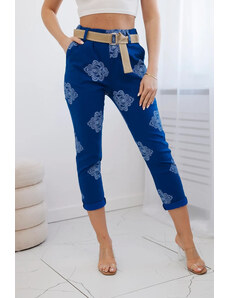 K-Fashion Kalhoty z viskózy s potiskem chrpově modrá