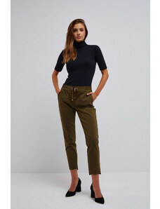 MOODO Kalhoty s elastickým pasem - olivově zelené