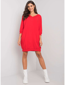 Fashionhunters Červené jednoduché bavlněné šaty