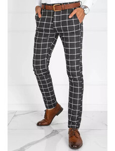 Tmavě šedé kostkované pánské chino kalhoty Dstreet UX3695