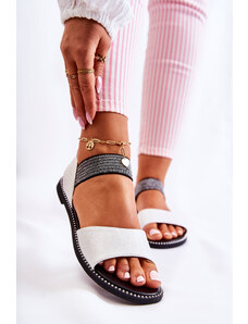 Kesi Klasický kožené sandály s cvočky Stříbrná Shelly
