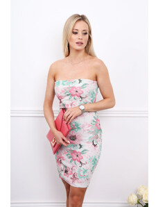 Fasardi Elegantní vypasované šaty s růžovými květy