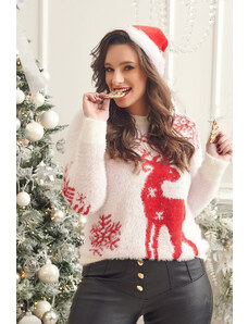 Fasardi Okouzlující vánoční svetr s ecru soby