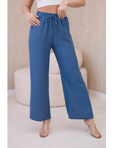 K-Fashion Viskózové kalhoty se širokými nohavicemi džínovina