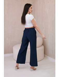 K-Fashion Viskózové kalhoty se širokými nohavicemi Námořnická modř