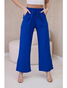 K-Fashion Viskózové kalhoty se širokými nohavicemi chrpa