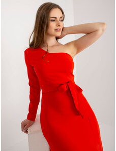Fashionhunters Červené maxi společenské šaty s rozparkem