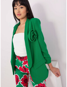 Fashionhunters Zelená elegantní sako s květinou