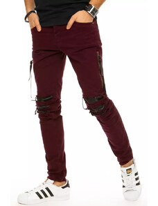 Dstreet Pánské džínové kalhoty vínové barvy UX2933