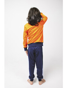 Italian Fashion Chlapecké pyžamo Remek, dlouhý rukáv, dlouhé nohavice - oranžová/námořnická modrá
