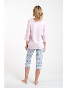 Italian Fashion Dámské pyžamo Allison 3/4 rukáv, 3/4 nohavice - růžová/potisk