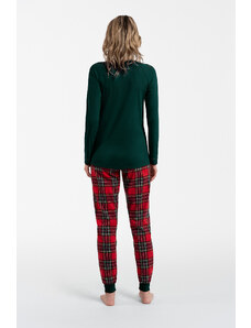 Italian Fashion Dámské pyžamo Tess, dlouhý rukáv, dlouhé nohavice - zelená/potisk