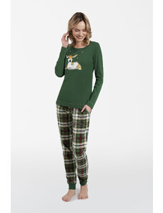 Italian Fashion Dámské pyžamo Zonda dlouhé rukávy, dlouhé nohavice - zelená/potisk