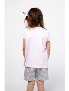 Italian Fashion Dívčí pyžamo Noelia, krátký rukáv, krátké nohavice - světle růžová/potisk