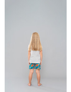 Italian Fashion Dívčí pyžamo Oceania, krátký rukáv, krátké kalhoty - světlá melanž/potisk