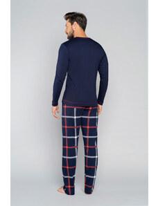 Italian Fashion Pánské pyžamo Horton dlouhé rukávy, dlouhé kalhoty - tmavě modrá/potisk