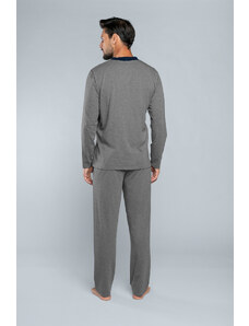Italian Fashion Profit pyžamo s dlouhým rukávem, dlouhé kalhoty - střední melanž
