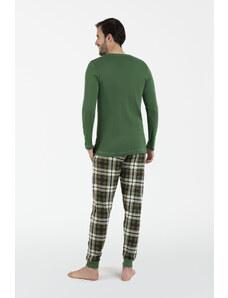 Italian Fashion Pánské pyžamo Seward s dlouhým rukávem, dlouhé kalhoty - zelená/potisk