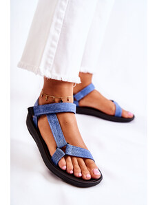 Kesi Klasické dámské sandály na suchý zip Modrá Kalla