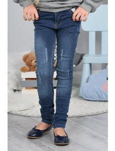 Fasardi Dívčí džínové kalhoty s oděrkami