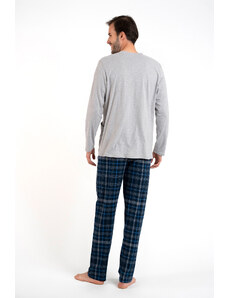 Italian Fashion Pánské pyžamo Jakub, dlouhý rukáv, dlouhé nohavice - melanž/potisk