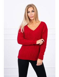 Kesi Pletený svetr s výstřihem do V červené barvy