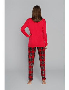 Italian Fashion Dámské pyžamo Zorza dlouhé rukávy, dlouhé nohavice - červená/potisk