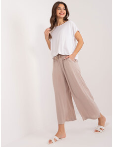 Fashionhunters Tmavě béžové letní kalhoty z materiálu SUBLEVEL