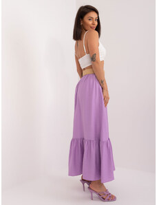 Fashionhunters Světle fialová hladká maxi sukně s volány
