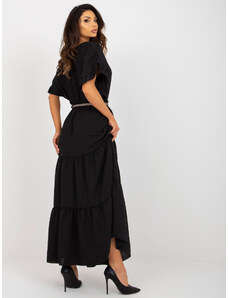 Fashionhunters Černá letní sukně s volánem a elastickým pasem