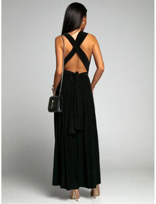 Fasardi Elegantní černé maxi šaty se zavazováním