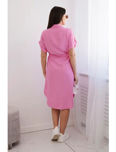 Kesi Viskózové šaty se zavazováním v pase světle růžové