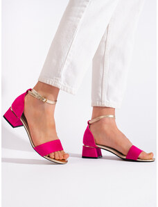 GOODIN Trendy dámské růžové sandály na širokém podpatku