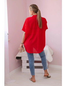 K-Fashion Bavlněná košile s krátkým rukávem červený