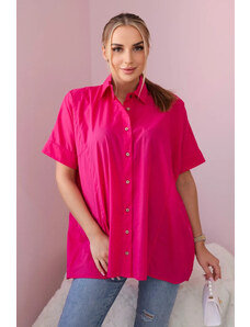 K-Fashion Bavlněná košile s krátkým rukávem fuchsie