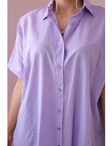 K-Fashion Bavlněná košile s krátkým rukávem fialka