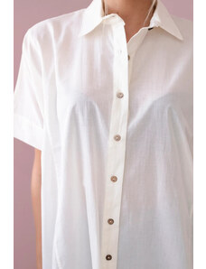 K-Fashion Bavlněná košile s krátkým rukávem ecru