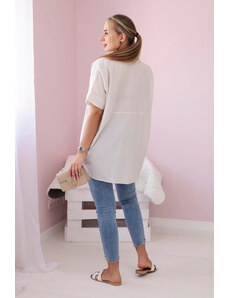 K-Fashion Bavlněná košile s krátkým rukávem béžový