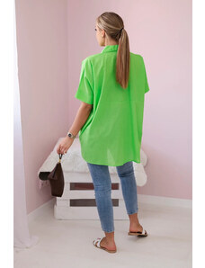 K-Fashion Bavlněná košile s krátkým rukávem jasně zelená