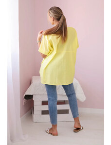 K-Fashion Bavlněná košile s krátkým rukávem žlutý
