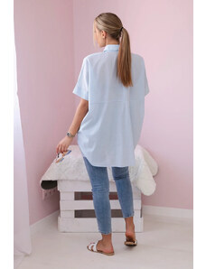 K-Fashion Bavlněná košile s krátkým rukávem modrý