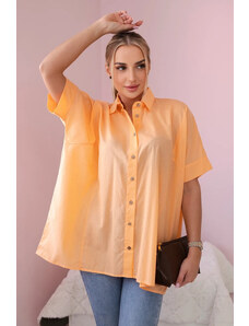 K-Fashion Bavlněná košile s krátkým rukávem meruňka