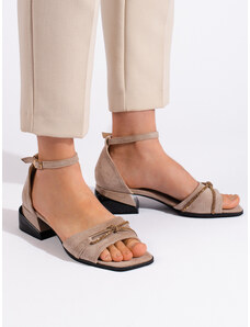 GOODIN Jedinečné sandály hnědé dámské na širokém podpatku