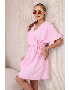 K-Fashion Mušelínové šaty s pasem světle růžová
