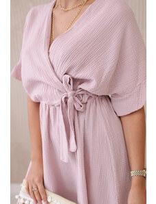 K-Fashion Mušelínové šaty s pasem tmavě růžová