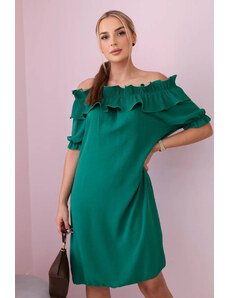 K-Fashion Španělské šaty s ozdobným volánem zelený
