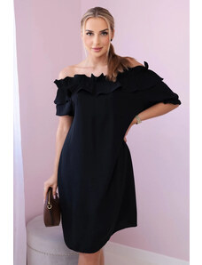 K-Fashion Španělské šaty s ozdobným volánem černý