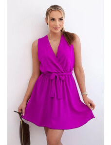 K-Fashion Rozšířené šaty zavazované v pase tmavě fialová